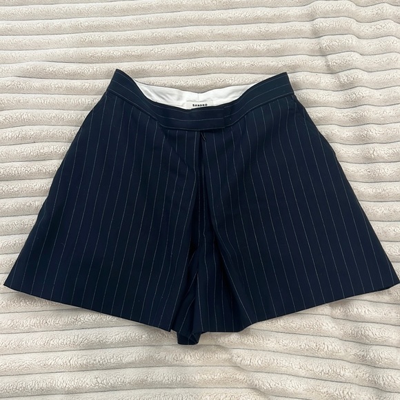 Sandro Pants - Sandro Striped Tailored Shorts Deep Blu